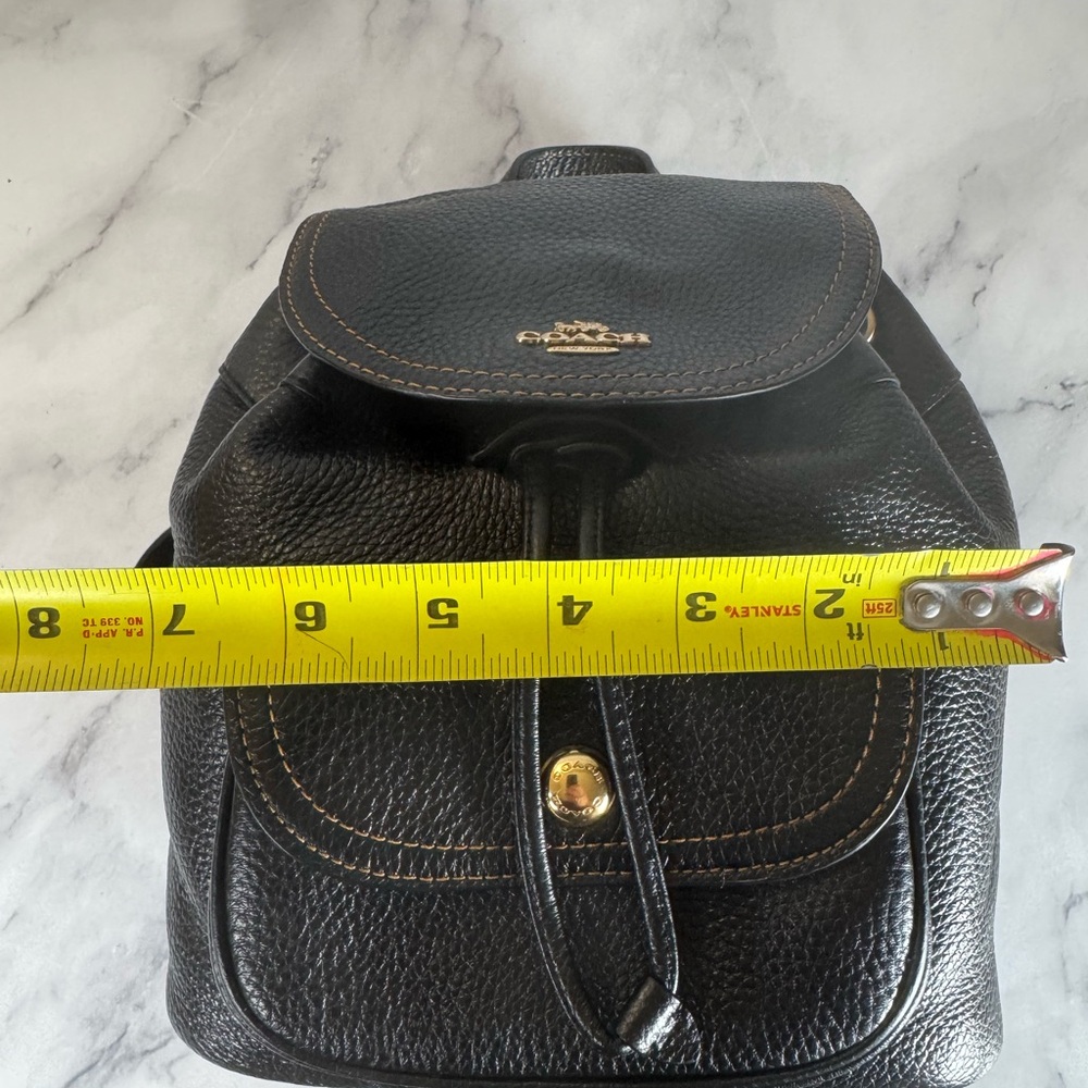 Coach Pennie Leather Mini Backpack Pebbled Leather Front Pocket Flap Bag Gold - Picture 7 of 10